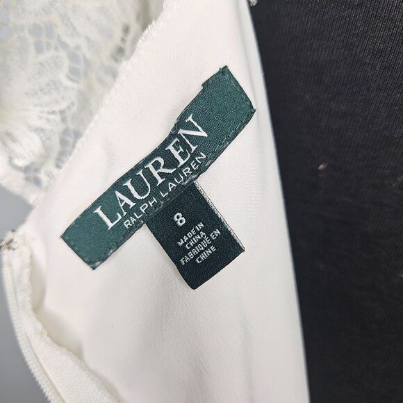 RALPH LAUREN LRL Lace Maxi Dress Size 8 White Sleeveless Elegant Bridal READ - Picture 12 of 12